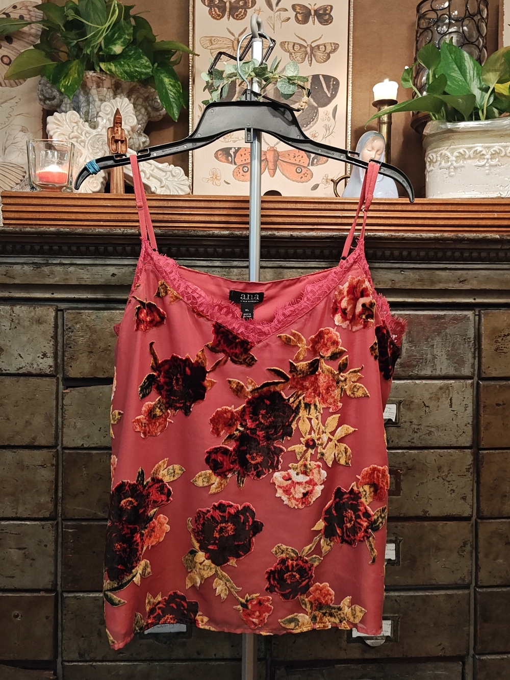 Anna Rose-Mauve Floral Lace Trim Cami